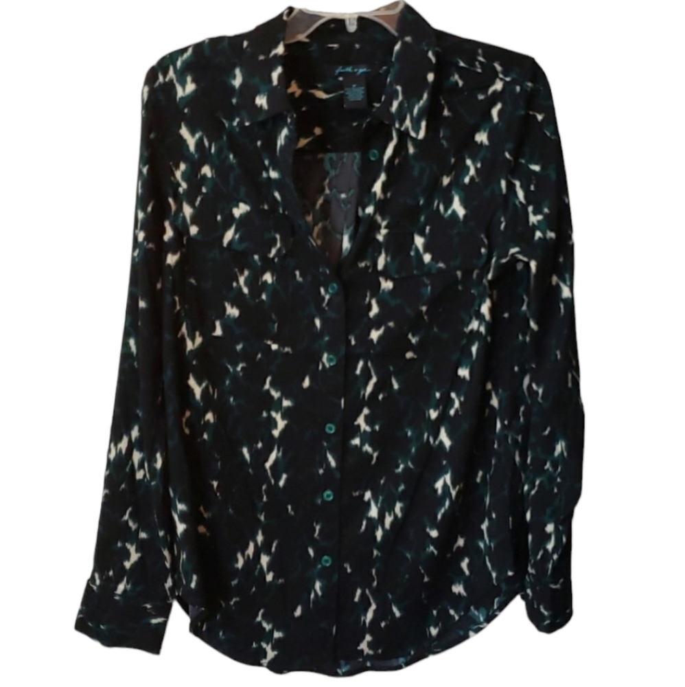 Faith & Zoe Button Down Office Wear Long Sleeve Blouse Meduim